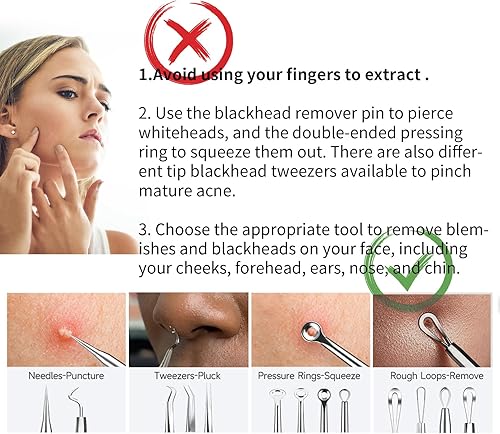 Miniatura 2 de 22 Piezas Herramienta Extractora de Espinillas, Removedor de Puntos Negros, Acné y Comedones Kit Extractor