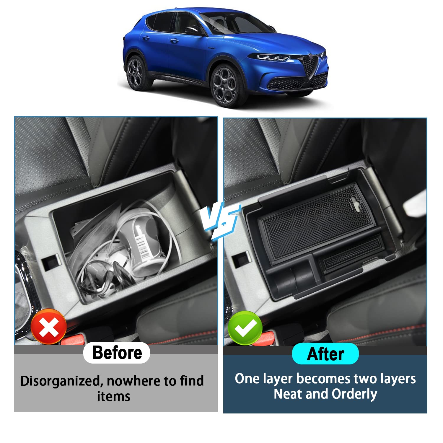 Ruiya Compatibile con Nissan X-Trail T33 2022-2025 2026 Portaoggetti Organizer, Nissan X-Trail Console Centrale Portaoggetti Consolle Vano Contenitore Portaoggetti Nissan X-Trail Accessori