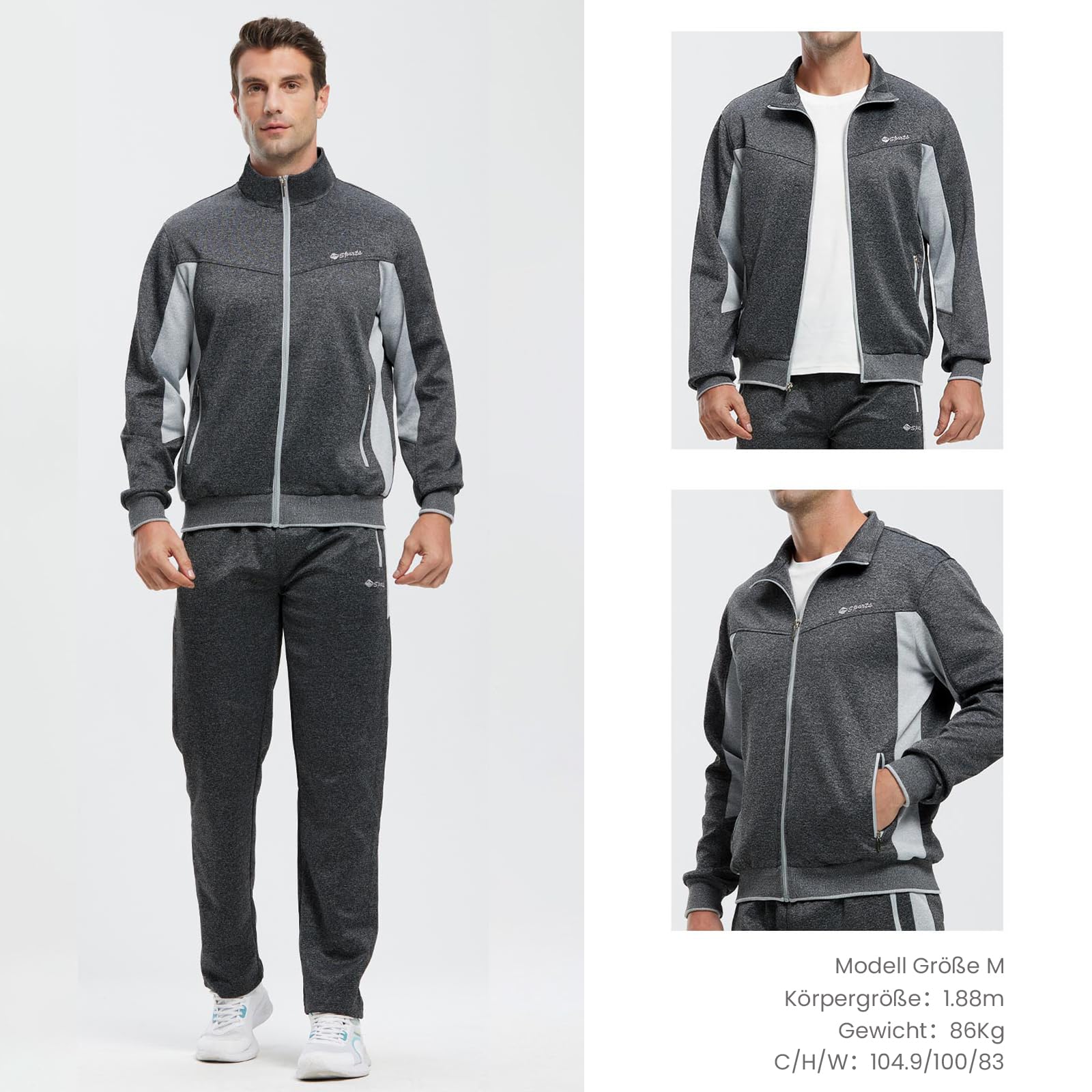 Rdruko Chándal para hombre, juego de chándal, traje deportivo de manga larga, traje de ocio para hombre, traje para fútbol y gimnasio