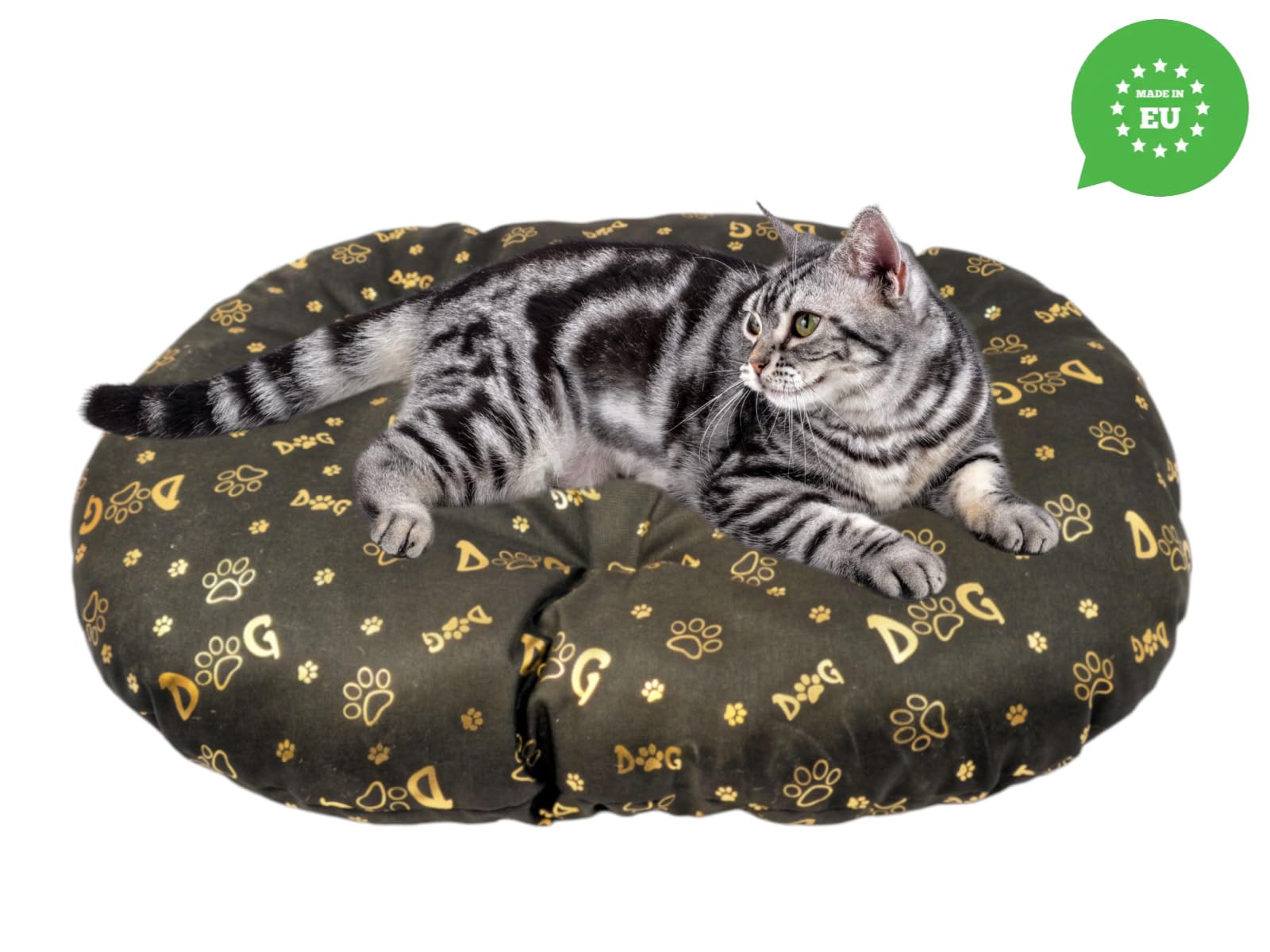 Coussin Ovale pour Chien et Chat - 60 x 40 cm - Marron Foncé - Lit Lavable - Idéal pour Paniers de Transport