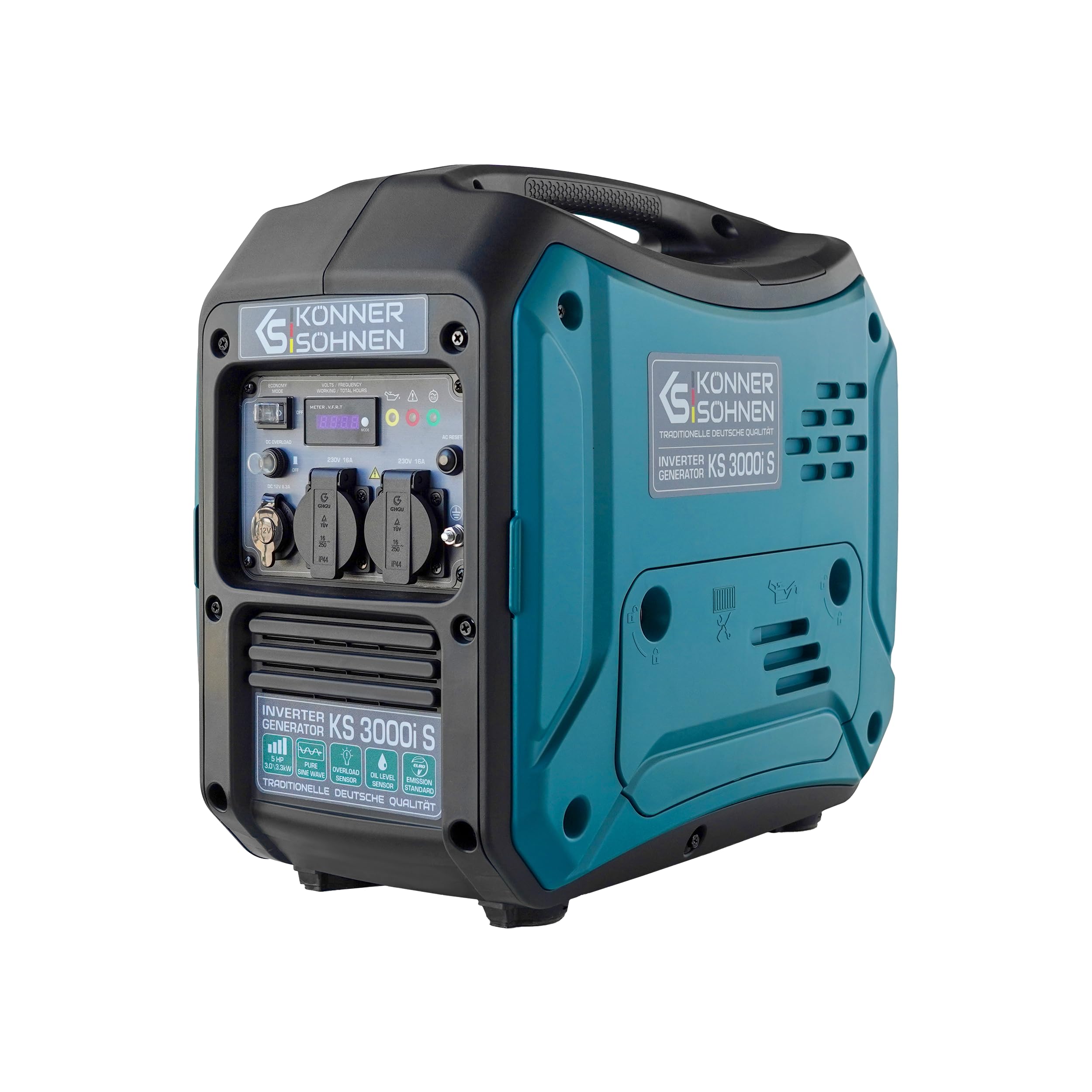 K&S Könner&Söhnen Generador de corriente KS 3000i S 3000 W con 3,3 kW de potencia máxima, generador de corriente con modo ecológico, generador de corriente de emergencia, onda sinusoidal pura