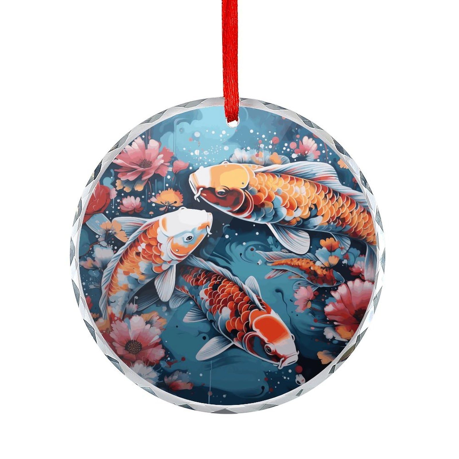 Btcowzrv Style Hand Drawn Fish Round Ornament Hanging Pendant Decor
