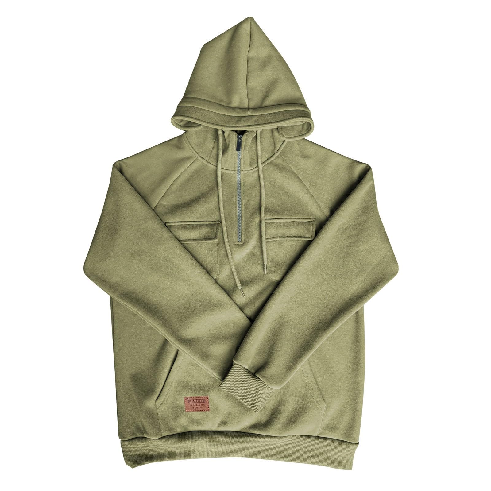 Bluzy z kapturem dla mężczyzn bluza z zamkiem 1/4 z podszewką z mikropolaru bluza z kapturem gładka bluza z długim rękawem topy ciepły termiczny bojowy taktyczny sweter odzież sportowa