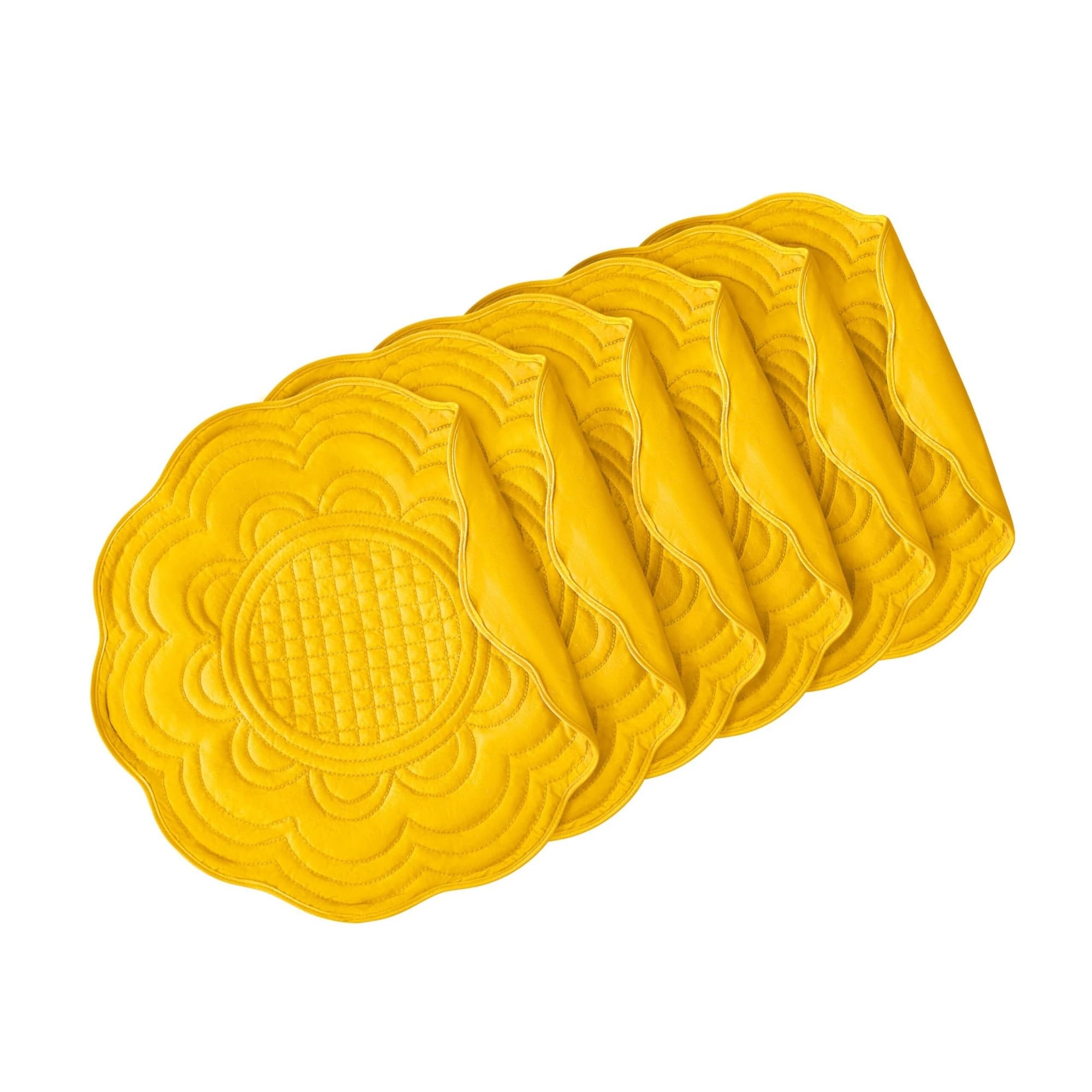 Set de table rond jaune lot de 6 lavables pour cuisine