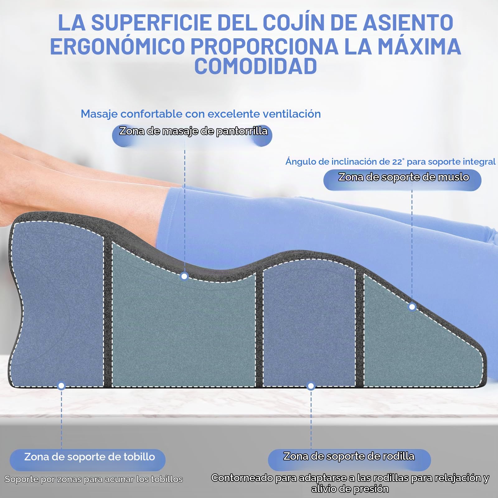 Cojin reposapiernas,Almohada para Piernas Cojin para Piernas Terapéutico,Almohada Piernas Dormir,Cojín Ergonómico para Venas Dolor de Espalda, Rodillas, Post-Operatorio