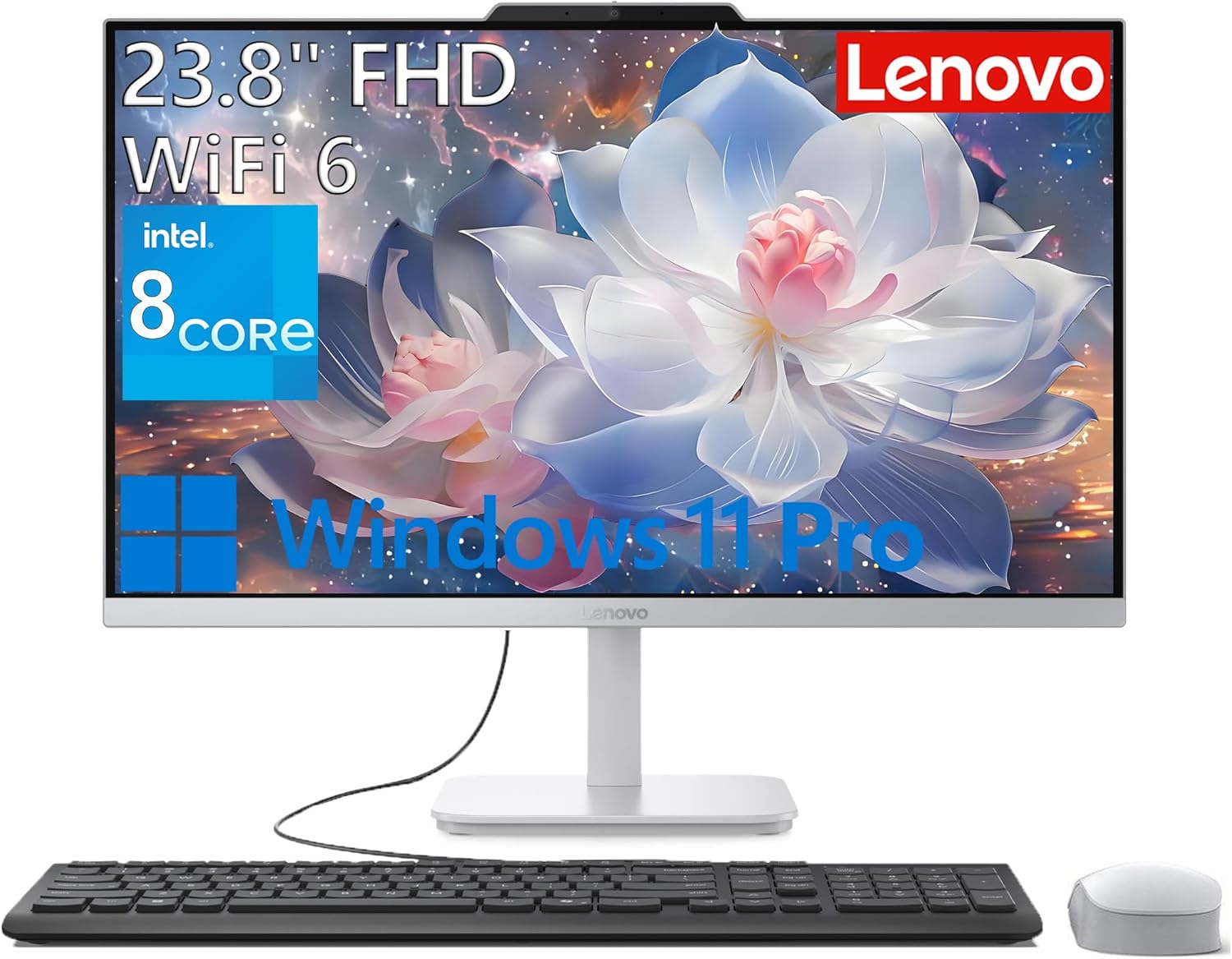Lenovo 24 All-in-One Desktop Computer for Home Office, Intel 8-Core Processor (Beat i5-1140G7), 23.8" FHD AIO, WiFi 6, BT 5.2, RJ-45, HDMI, Keyboard & Mouse, Windows 11 Pro - 32GB RAM, 1TB PCIe SSD