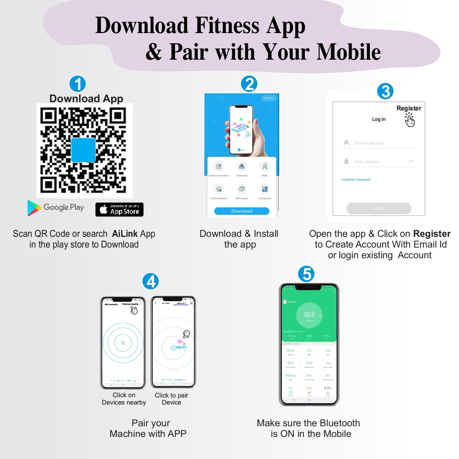 Healthgenie Smart Bmi Weight Machine For Body Weight With 18 Body Parameters Sync With Mobile App, 2 Yrs Warranty Bluetooth Weighing Machine Metallic Shine (Hb-411), 180 kg - Image 7 thumbnail