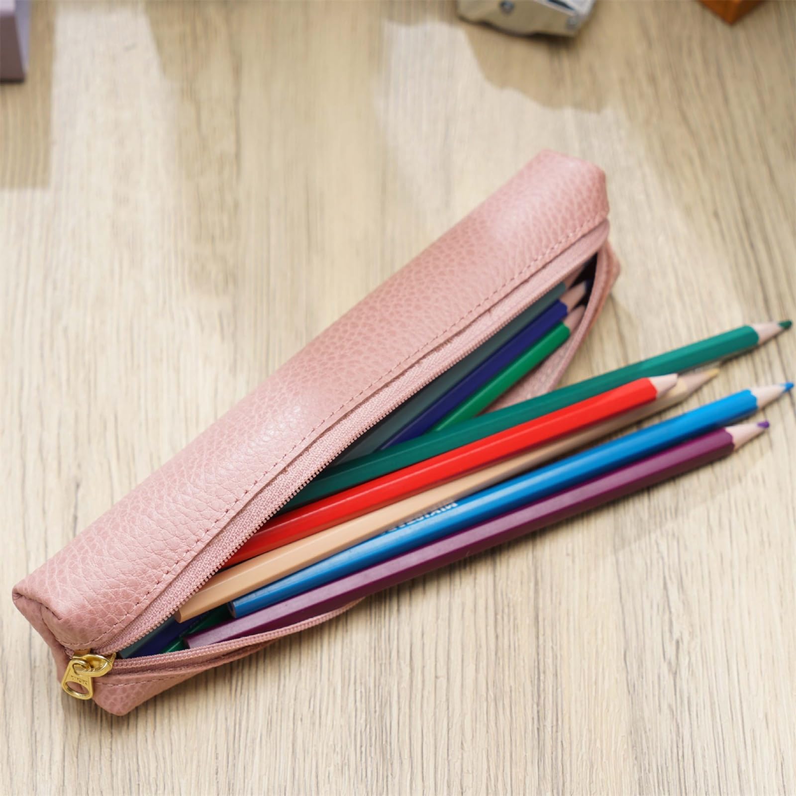 Astuccio in pelle, astuccio piccolo, Astuccio in pelle Multicolor 20x4x3cm(Pink)