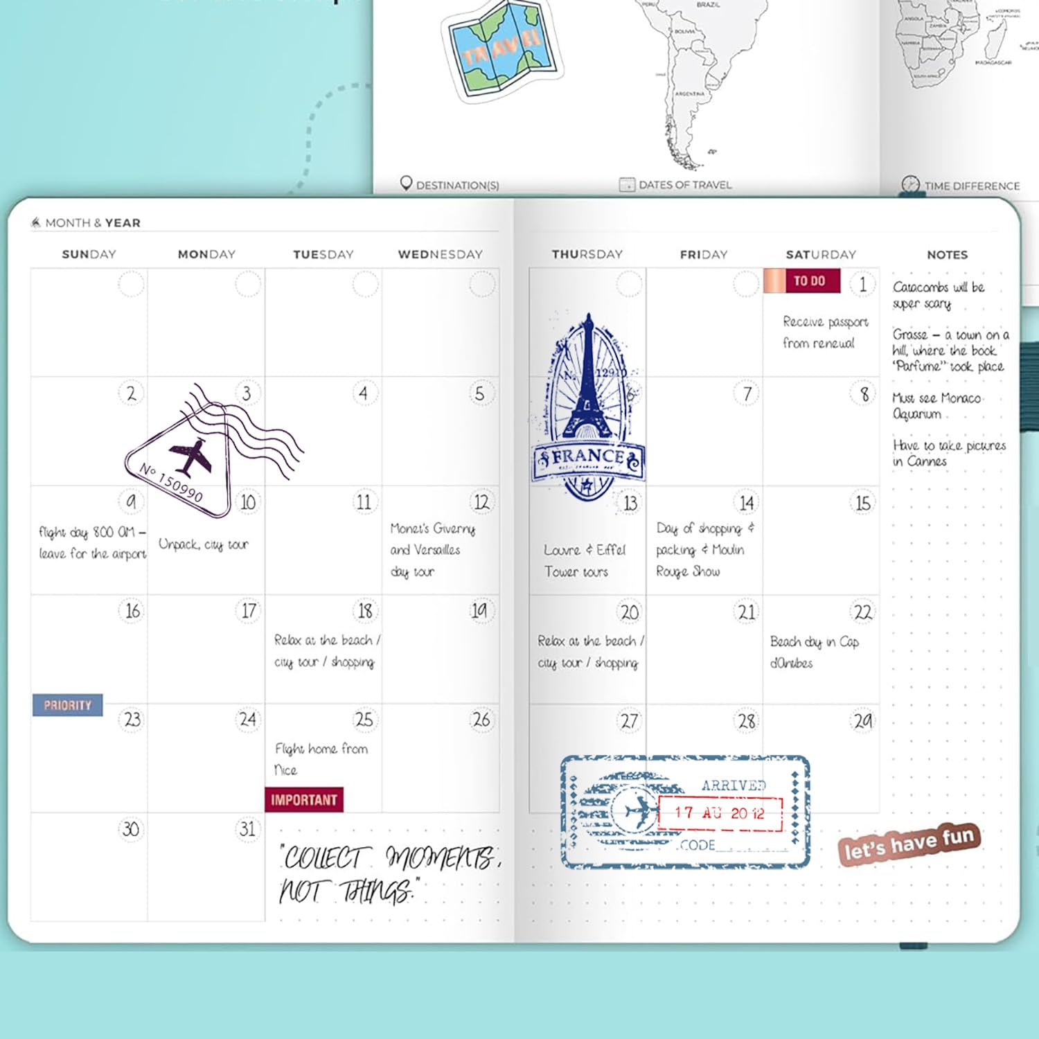 30 Adesivi Timbri Per Passaporto – Viaggio Mondo, Scrapbooking E Journaling