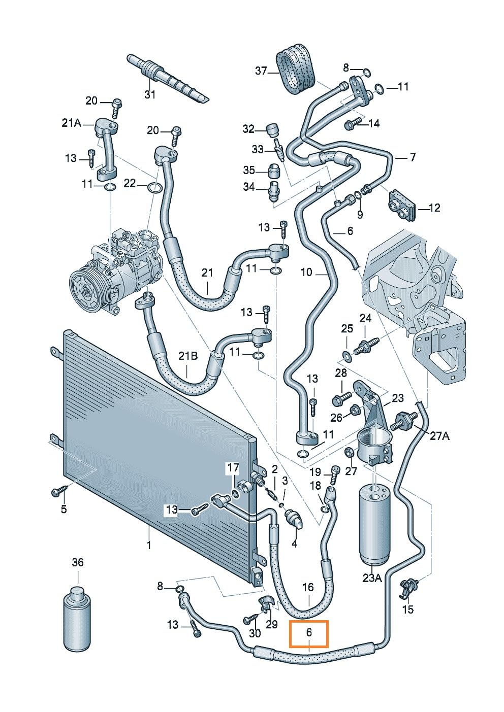 Tubo Aria condizionata 4F0260710E, for Audi A6 C6 2.0TDI Pezzo di Ricambio