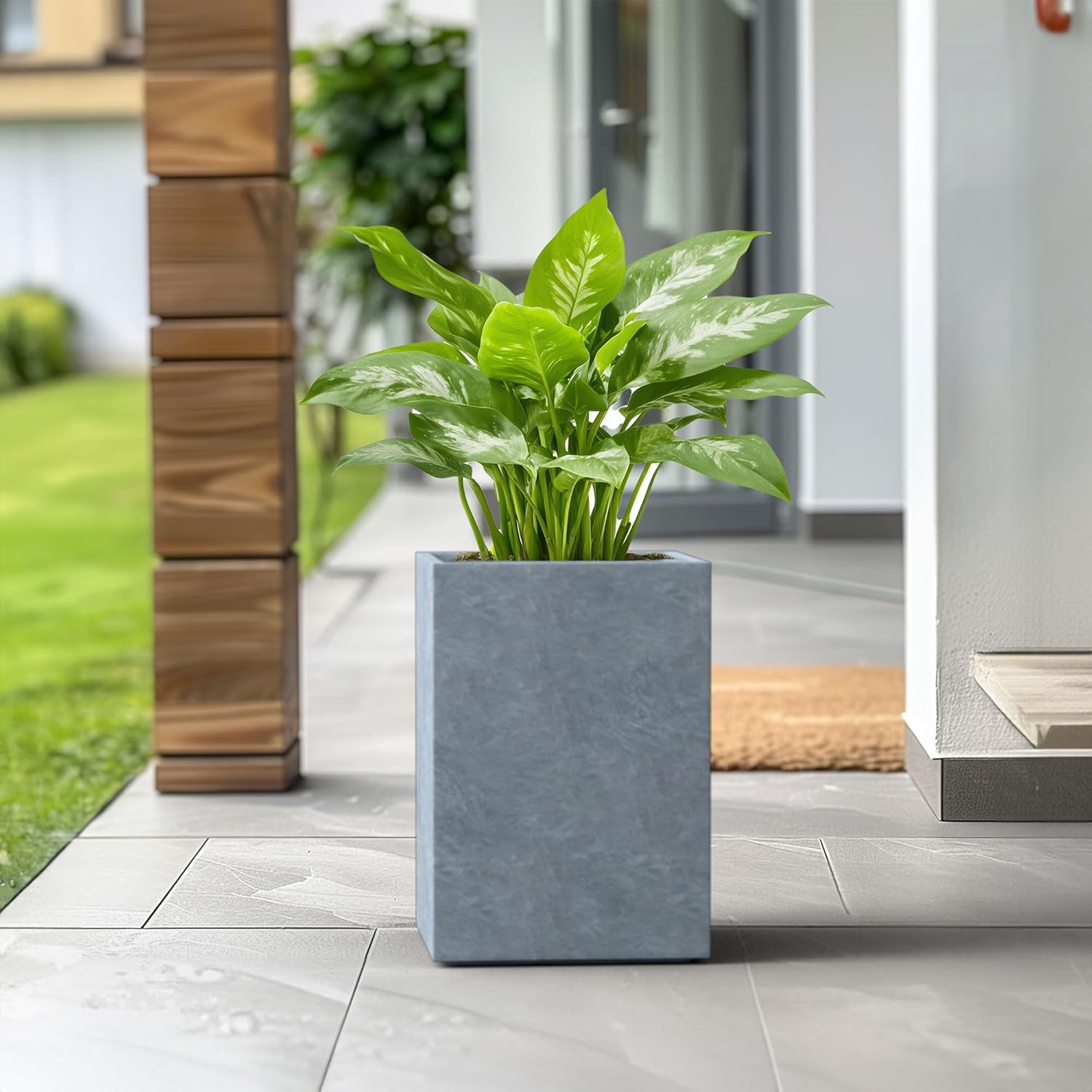 Kante 19" H Square Slate Gray Concrete/Fiberglass Indoor Outdoor Modern Elegant Bowl Planter
