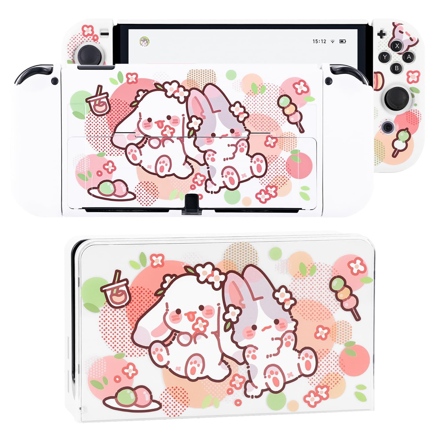 Tazweeq Dockable Case Compatible with Nintendo Switch OLED Model, Soft TPU Cover and Hard PC Protective Case Cover Clear