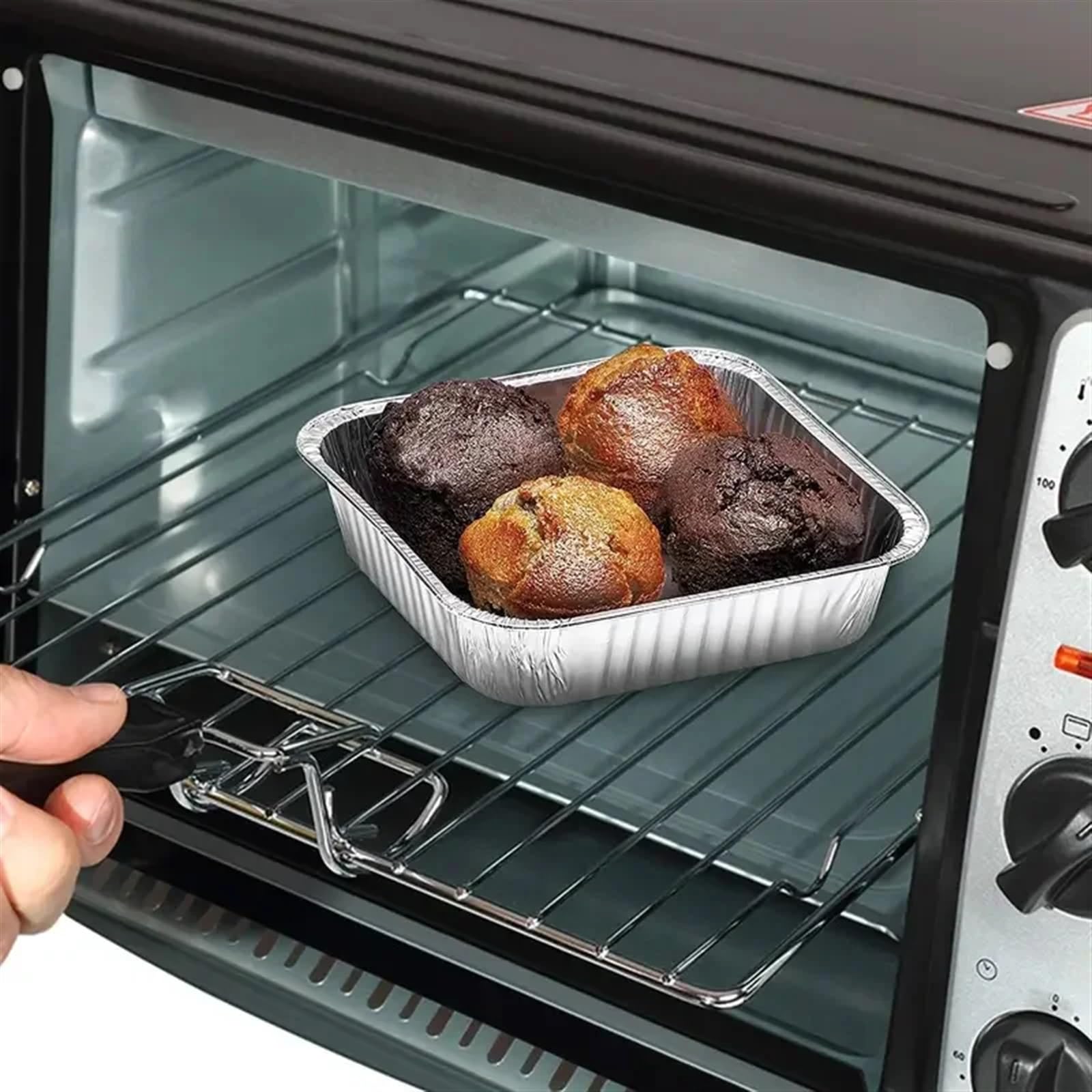 Bandejas Desechables Bandeja de Aluminio Resistente for Horno, de 20 a 50 Piezas, con Forma Cuadrada, for Guardar Alimentos en Lata for Barbacoa(50pcs)