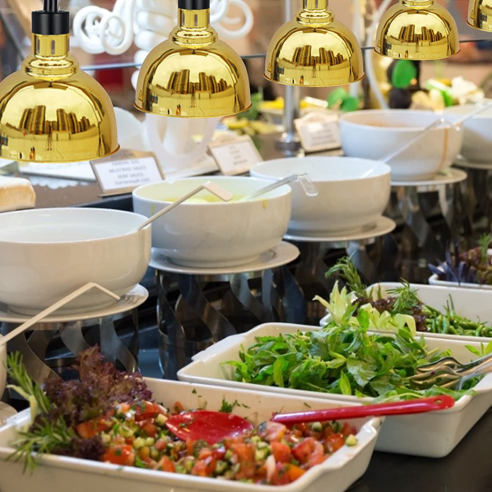 Lampada Scaldavivande Regolabile da 250 W - Lampadina Riscaldante Professionale per Ristoranti, Pizzerie E Servizi di Ristorazione - Soluzione Efficiente per Riscaldare Gold