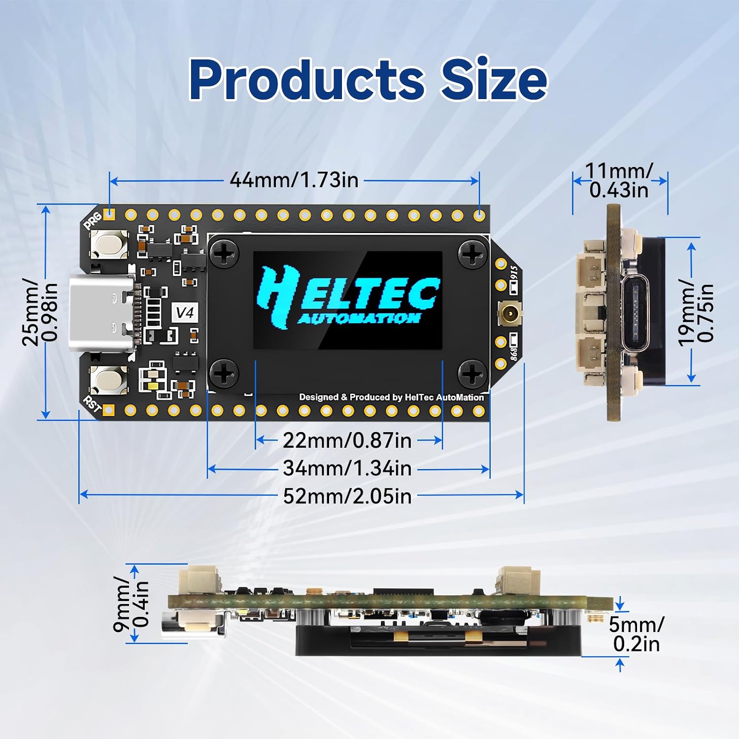 2Pcs ESP32 LoRa V4 Development Board with ESP32-S3 SX1262 LoRa Module 0.96" OLED Display WiFi Bluetooth 2MB PSRAM 16MB Flash Supports GPS & Solar LoRa Antenna for AR duino Meshtastic LoRaWAN IOT
