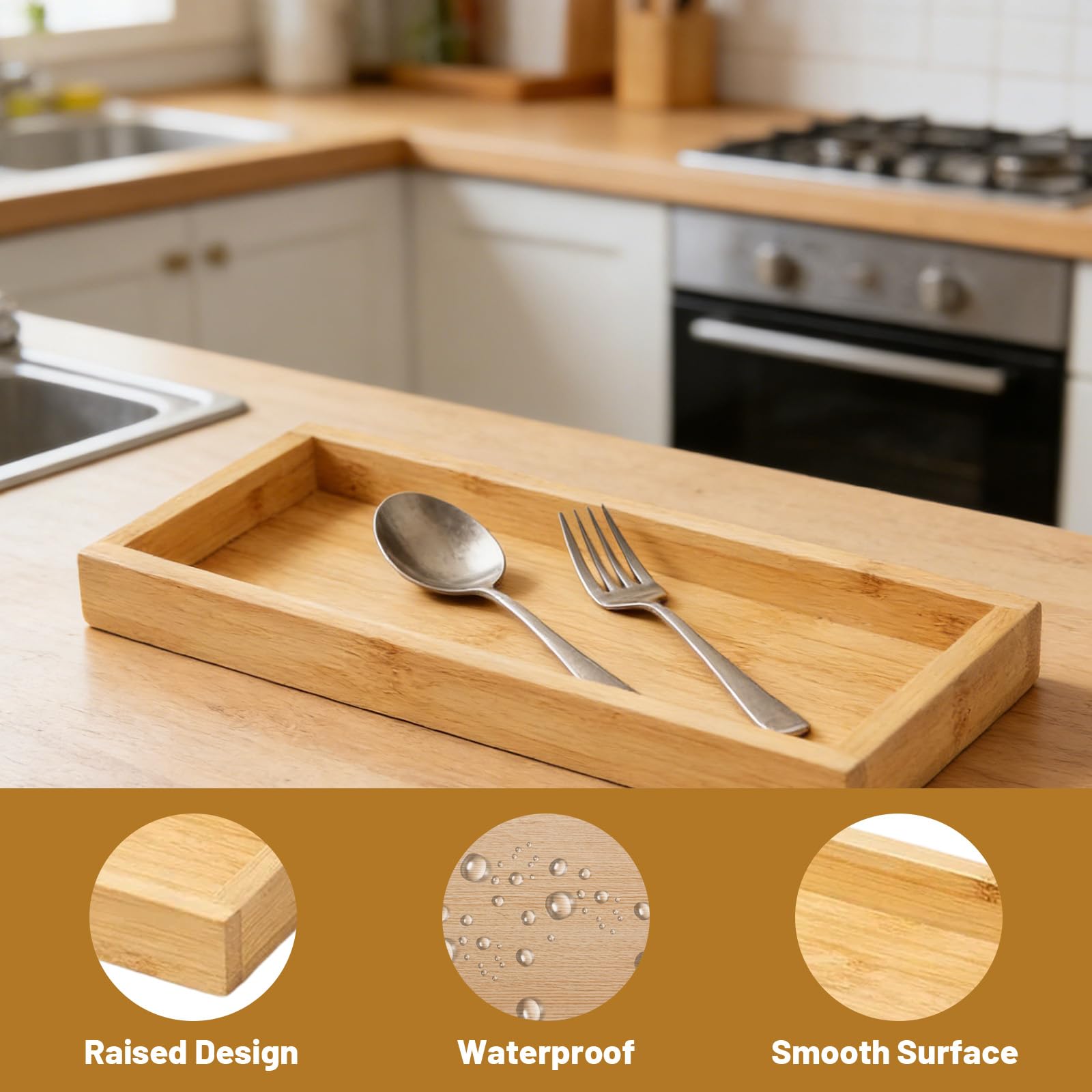 1 Bambus Tablett, Badezimmer Tablett, Deko Tablett Rechteckig, 29 * 11CM,  Holz Tablett Rechteckig Fr Badezimmer Organisation, Deko Tablett Holz,  Tischarrangement, : Amazon.de: Kche, Haushalt & Wohnen