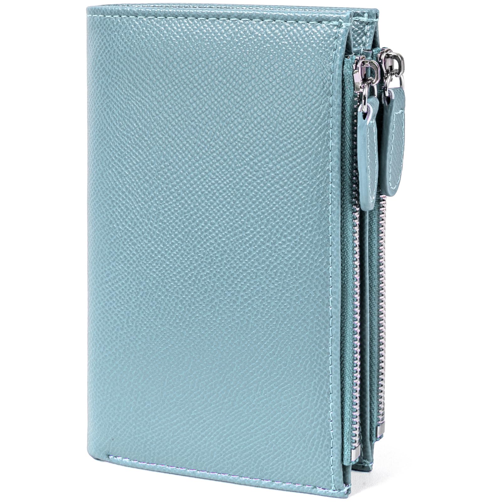 KOTORA Small Wallets for Women Leather RFID Blocking Bifold Zipper Coin Pocket Wallet Card Case Holder Minimalist Clutch Handbag Purse (Medium-Blue)