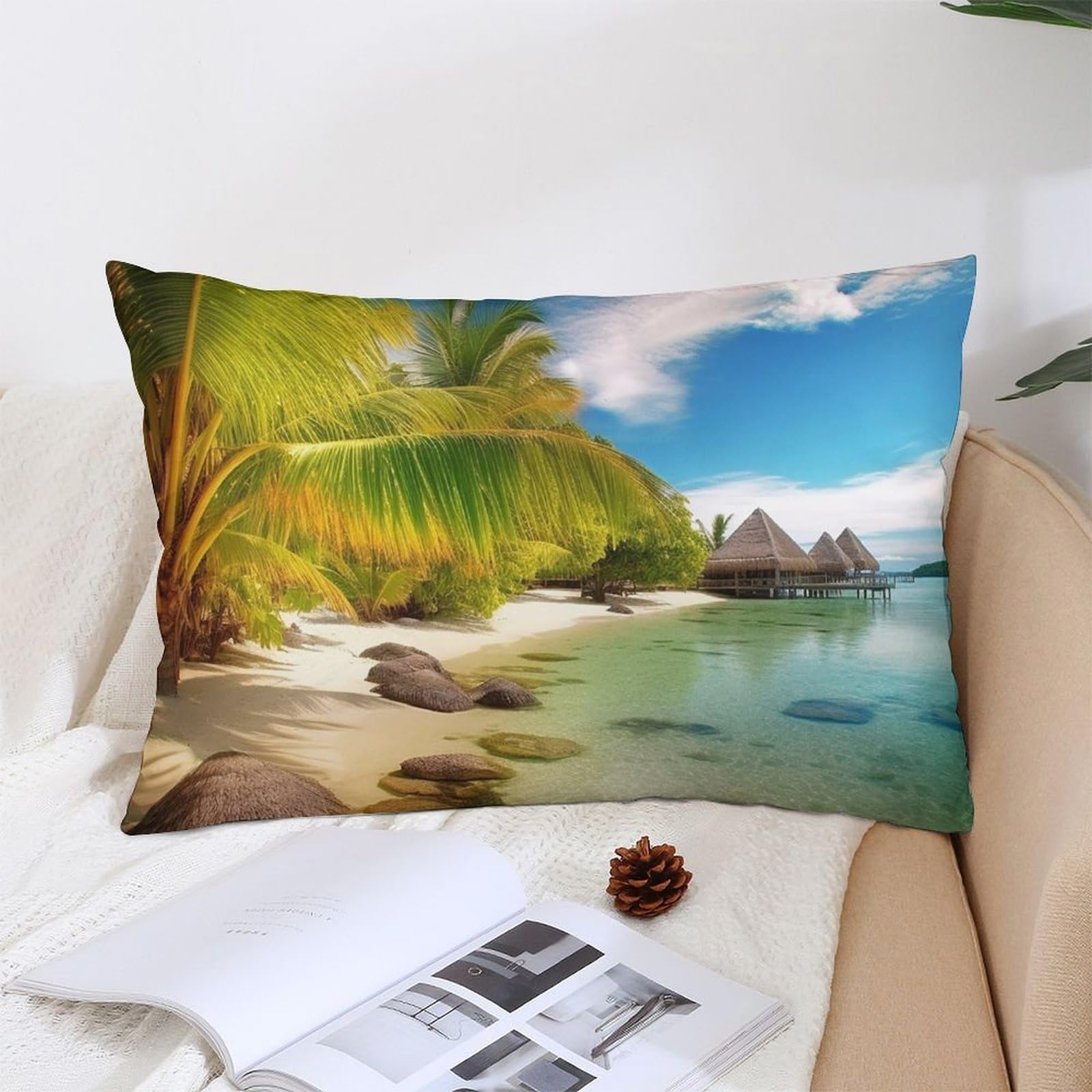 NTVOWPZO Decoration Throw Pillow Covers 12 "x20 Pillowcases Covers Tropical Beach Scenery Soft Pillowcases Modern Farmhouse Home Decor Sofa Cushions Covers for Couch Bed Living Room