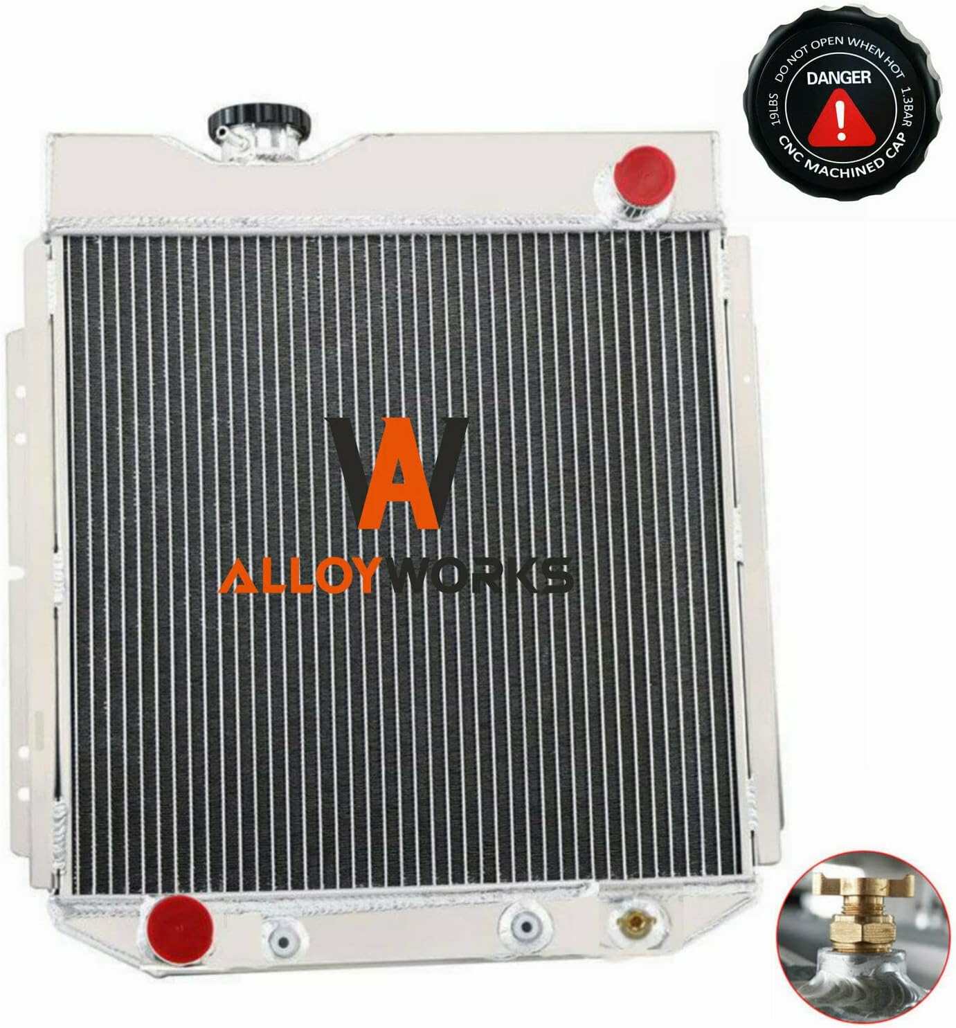 ALLOYWORKS 3 Row Aluminum Radiator+Shroud Fan+Relay For 1965 1966 Ford Mustang Conversion 5.0L V8 AT/MT PRO