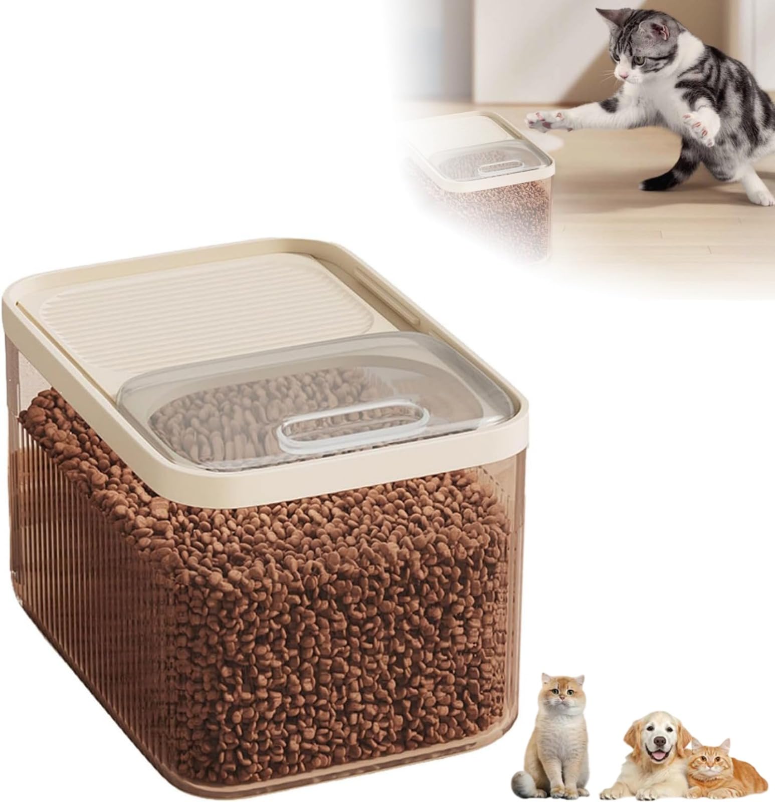 Genérico Contenedor de Comida para Mascotas, contenedor de Almacenamiento de Comida para Mascotas, Capacidad máxima de 15 kg, Adecuado para Perros, Gatos y Otras Mascotas, con Taza medidora