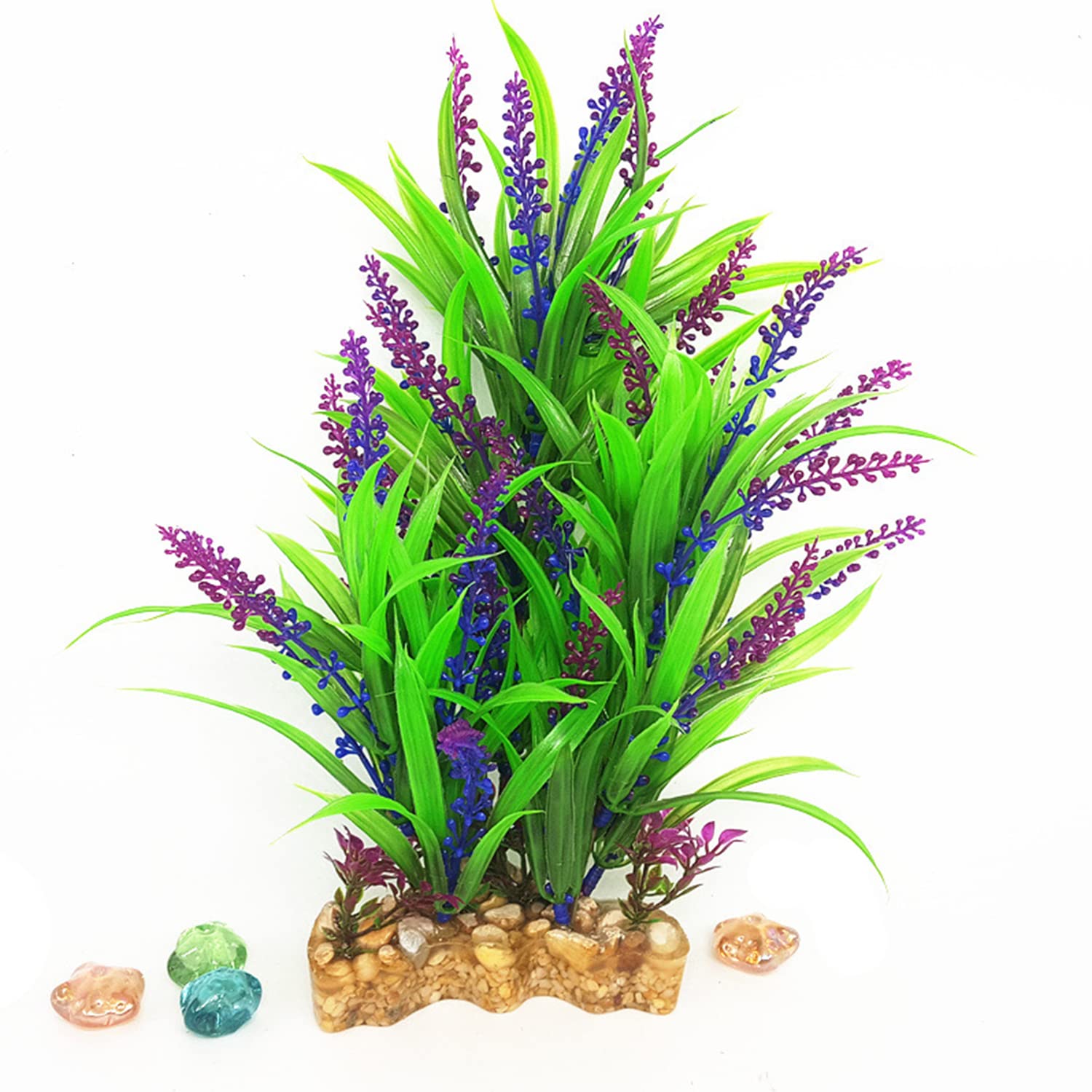 Piante artificiali in plastica per acquario da 30,5 cm, ornamento naturale, realistico, finto per acquario, decorazione paesaggistica, fai da te, realistico, pianta acquatica, meno manutenzione