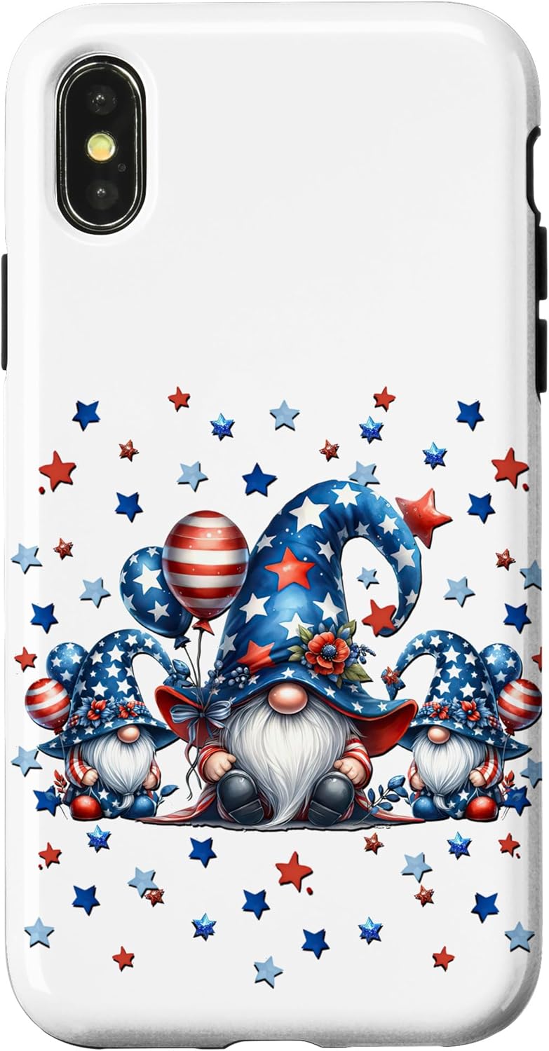 Patriotic Gnomes For Women Men Kids July 4th Memorial Day Case for iPhone XR