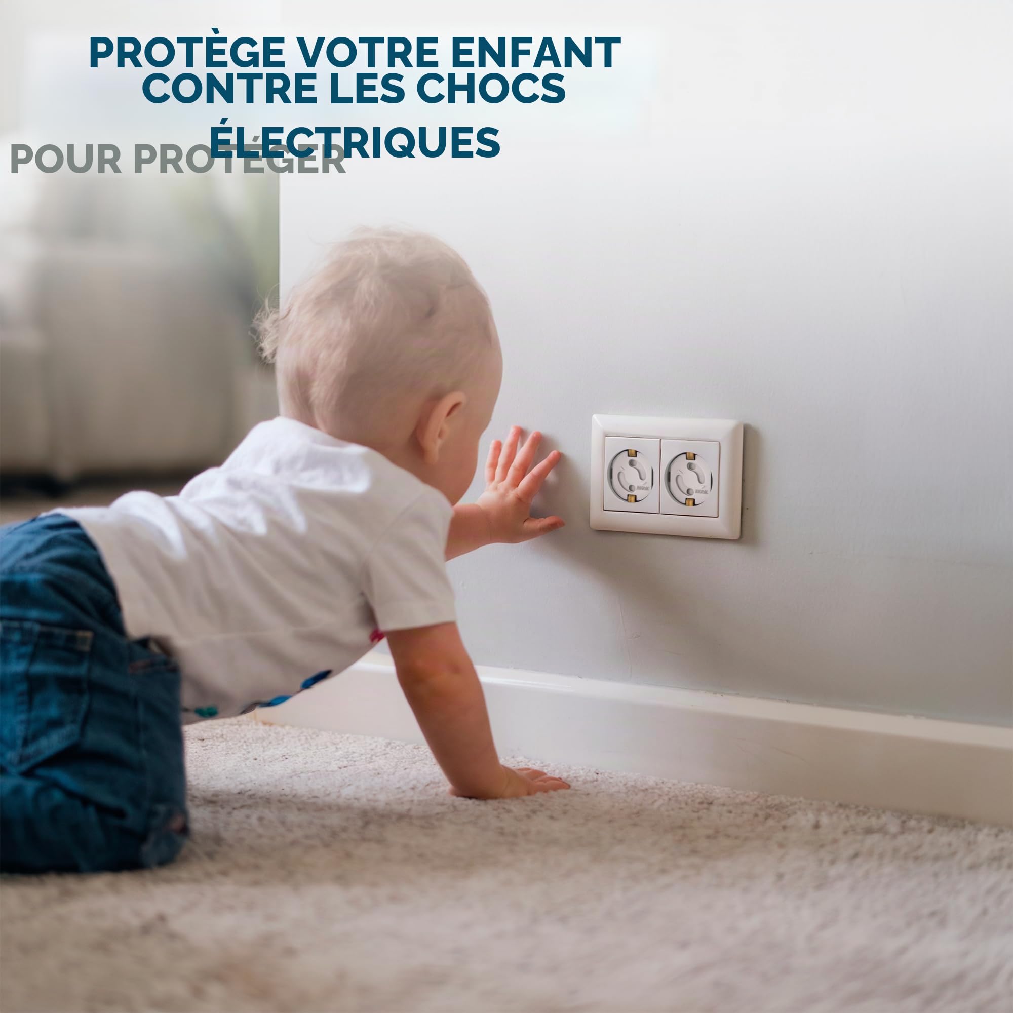 Hoffenbach Lot de 20 prises de courant avec mécanisme rotatif - Protection pour bébés et enfants - Protection de prise pour éviter les accidents et les chocs électriques - Prise de courant - Blanc