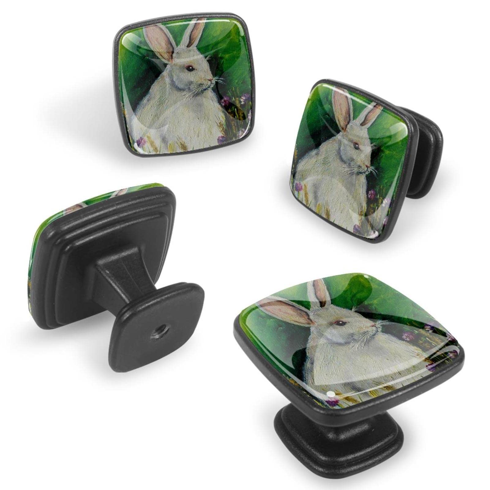 Lot de 12 boutons d'armoire lapin de Pâques pour meuble et cuisine