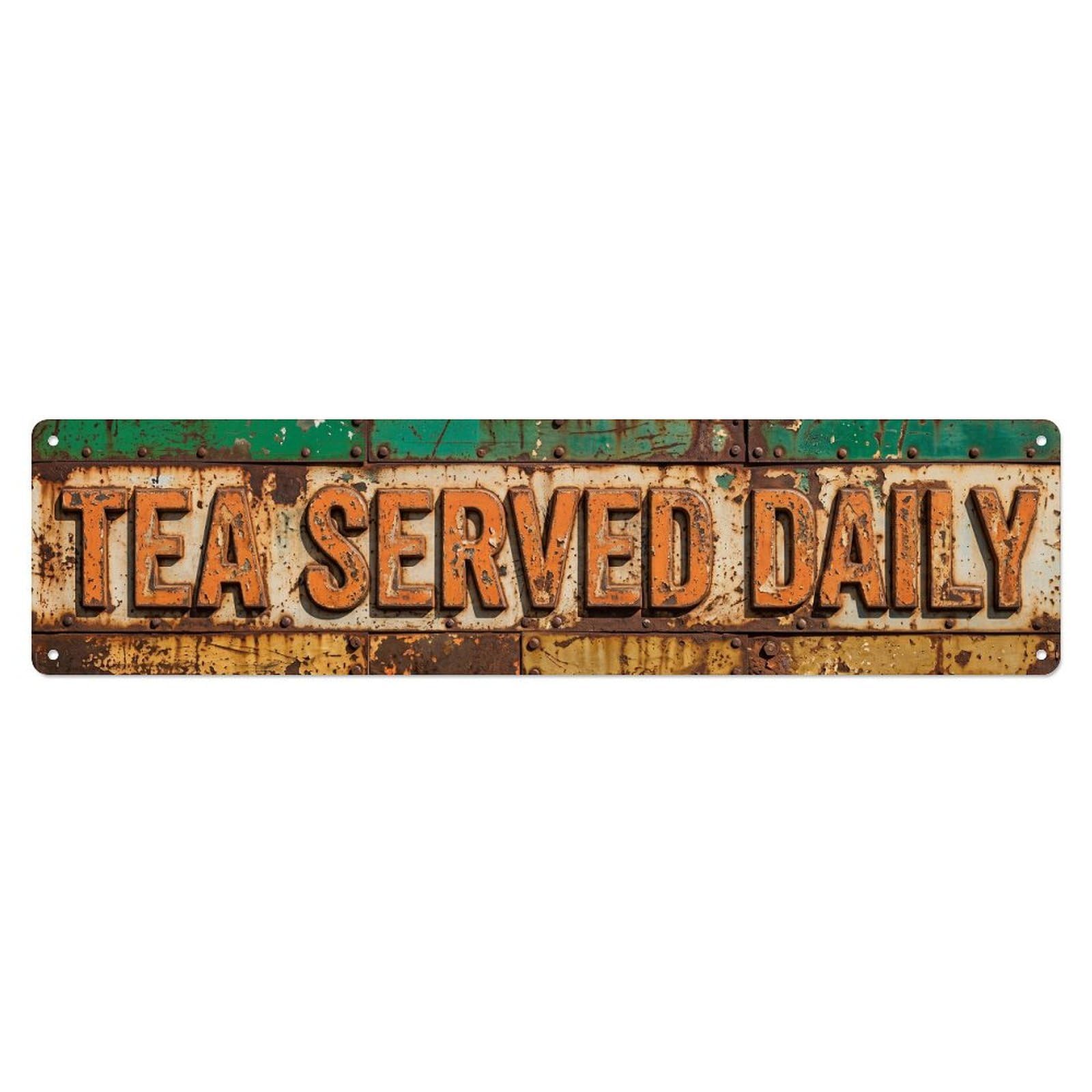 Tea Served Daily Vintage Metal Tin Sign