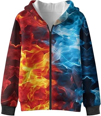 Renewold Zip Up Hooded Sweatshirt Boys Girls Fleece Jacket Hoodie Kids Teens Winter Spring Fall Coats with Pockets