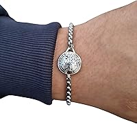 Vista 1 de St Benedict Medallion Medal Chain Stainless Steel Bracelet
