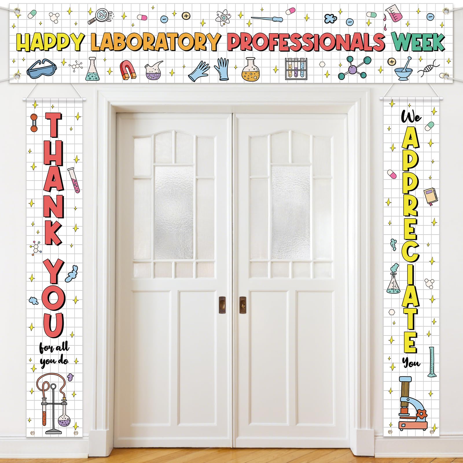 Tingjoo 3 Pcs Happy Laboratory Professionals Week Banner, Thank You Decor