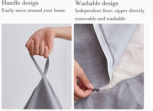 Miniatura 3 de NIBHZ Funda de hojaldre de pera sin relleno, cojín de algodón y lino, puf, sofá perezoso, funda moldeable, amarillo, 35.4 x 45.3 in