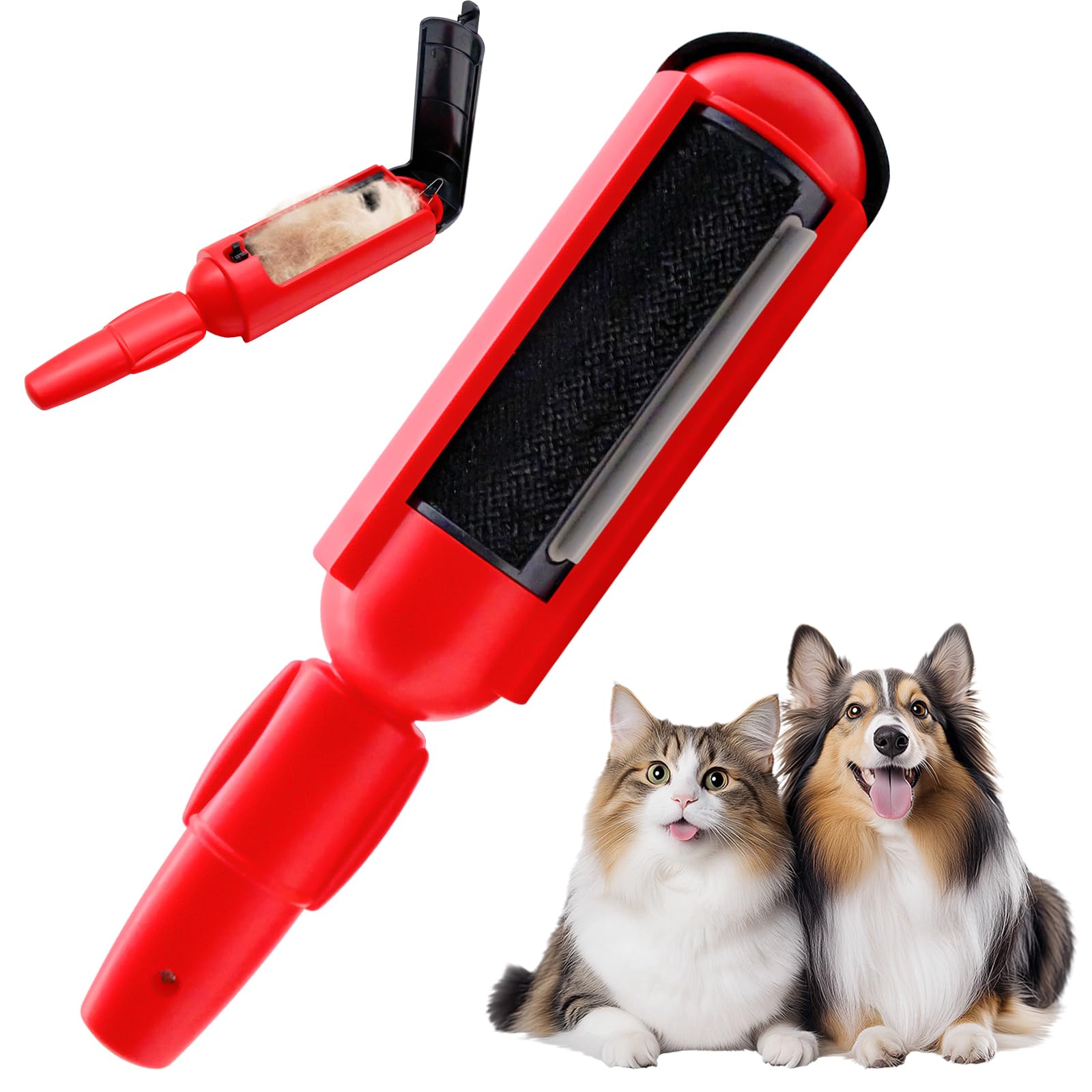 Reusable Pet Hair Remover Roller, Manual Lint Brush for Sofa Carpet Bedding and Furniture, Easy Cleaning Without Adhesive (Reddish Black)