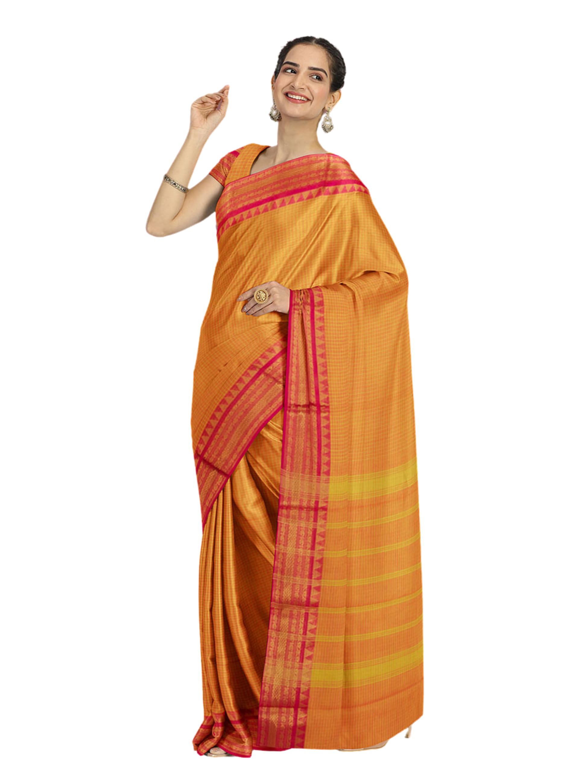 Handloom Chettinad Pure Cotton Saree Without Blouse | Traditional Ready to Wear Saree | For Daily and Work Wear (Yellow)-image-11