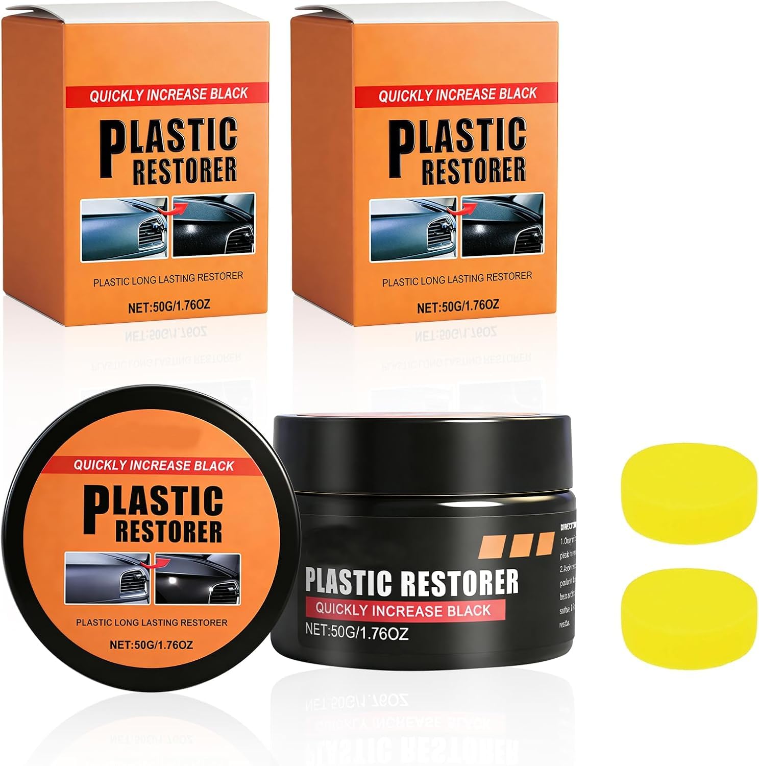 2 PCS Auto Innenraum Reinigungscreme, 50g Car Interior Renovation Maintenance Cleaning Cream, Vielseitige Reinigungs und Renovierungspaste, für Sitze,auto Zubehör Innen-raum, inkl Schwamm