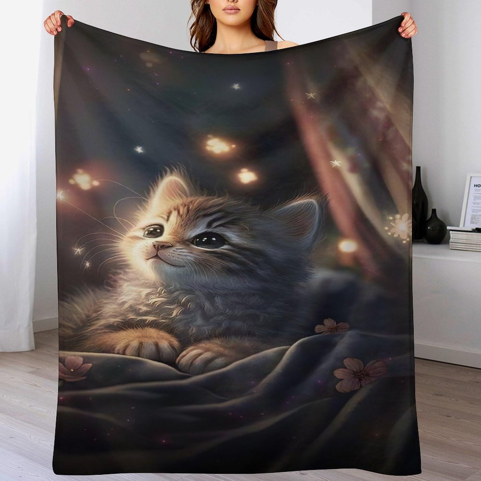 Couverture polaire chat douce pour envelopper vos enfants de tendresse au lit