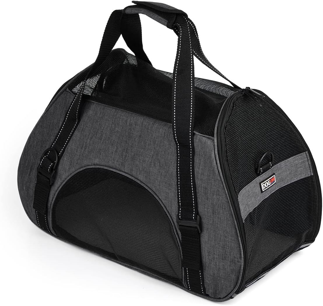 Dogline Carrier Bag Airline Approved Carrier for Dogs and Cats, Size M, Grey