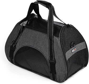 Dogline Carrier Bag Airline Approved Carrier for Dogs and Cats, Size M, Grey