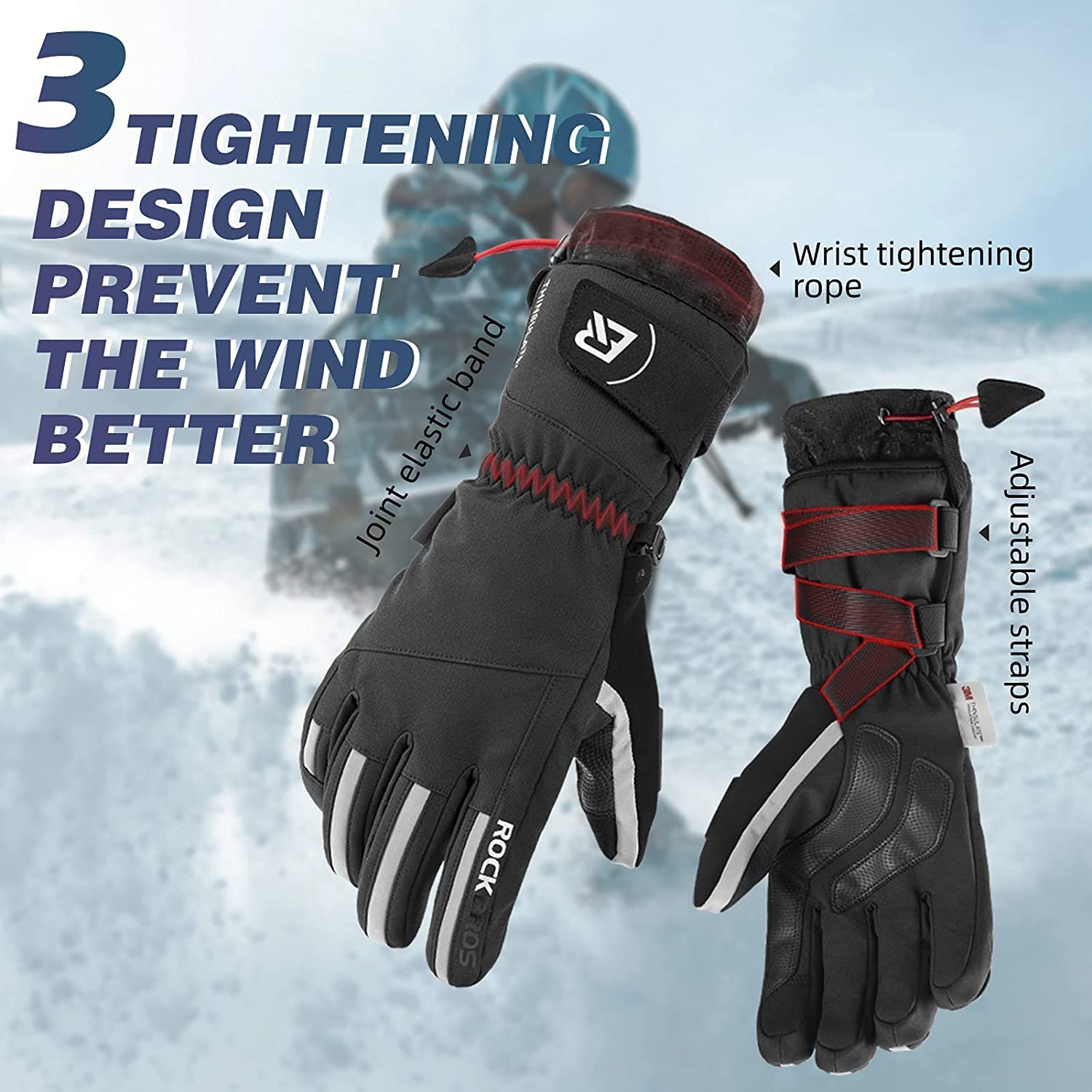 ROCKBROS Winterhandschuhe Fahrradhandschuhe Herren Winddicht
