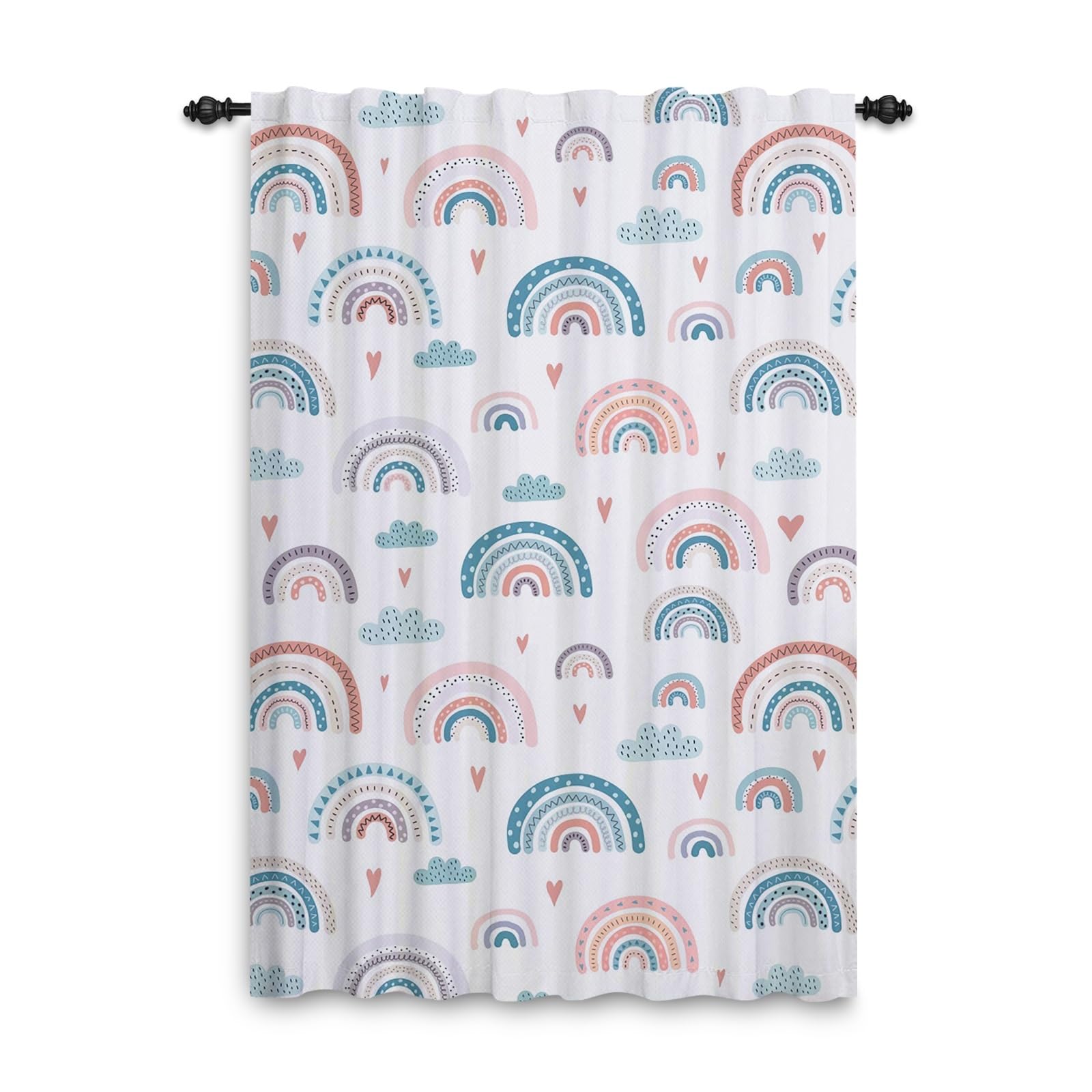 ggaimwf Rainbow Curtains Pencil Pleat Hobo Colorful Cartoon Rainbow Curtains Kids Bedroom Window Treatment for Child Girls Living Room Nursery Cafe Interior Divider Curtain Tier 117x229cm 1 Panel