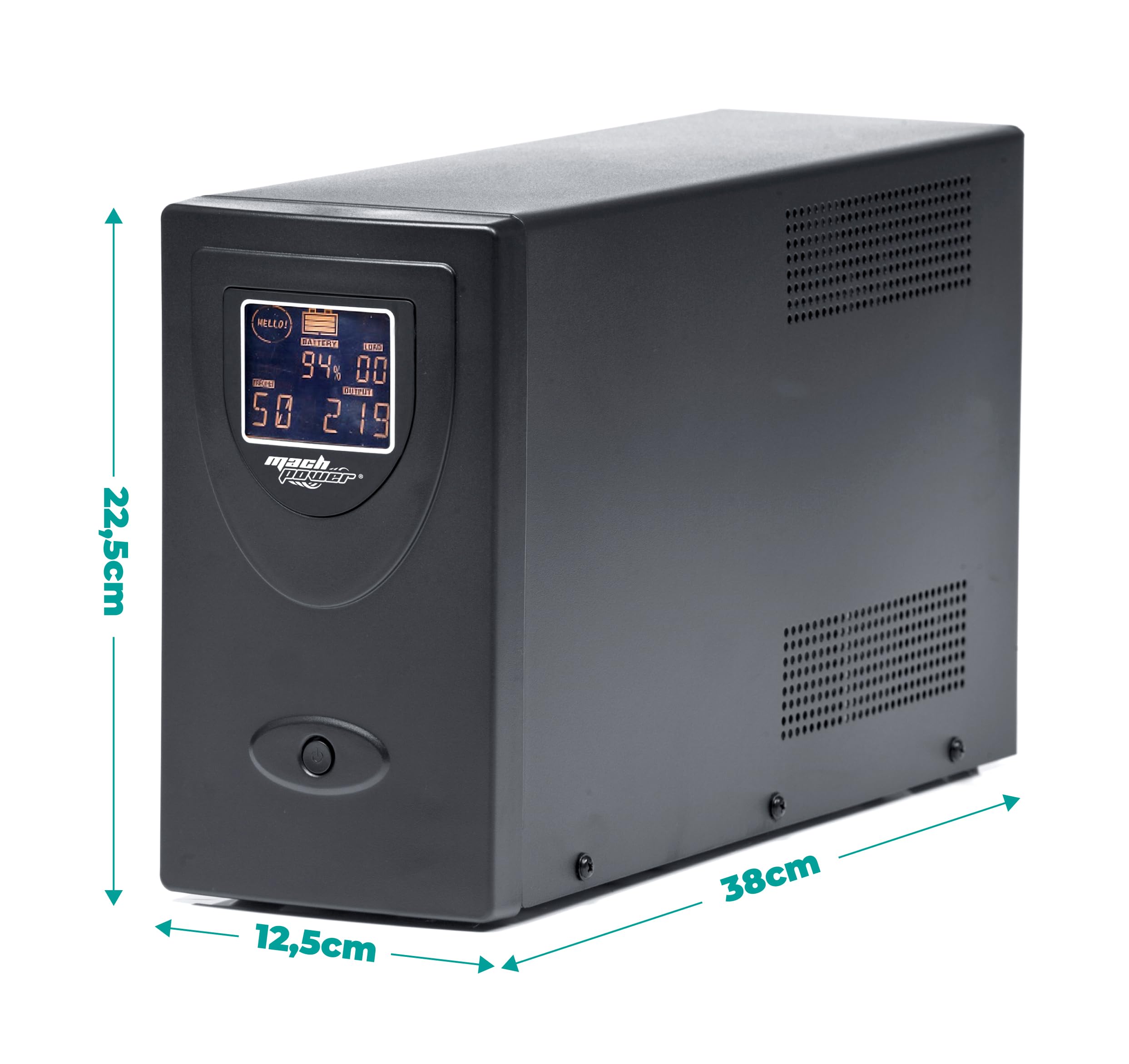 Gruppo di continuità line interactive 2000VA/1200W, stabilizzatore AVR, 2 batterie 12V/9Ah, 2 uscite Schuko/Ita, 1 Porta USB, display LCD, struttura in metallo UPS-LIT20MD (2000VA/1200W)