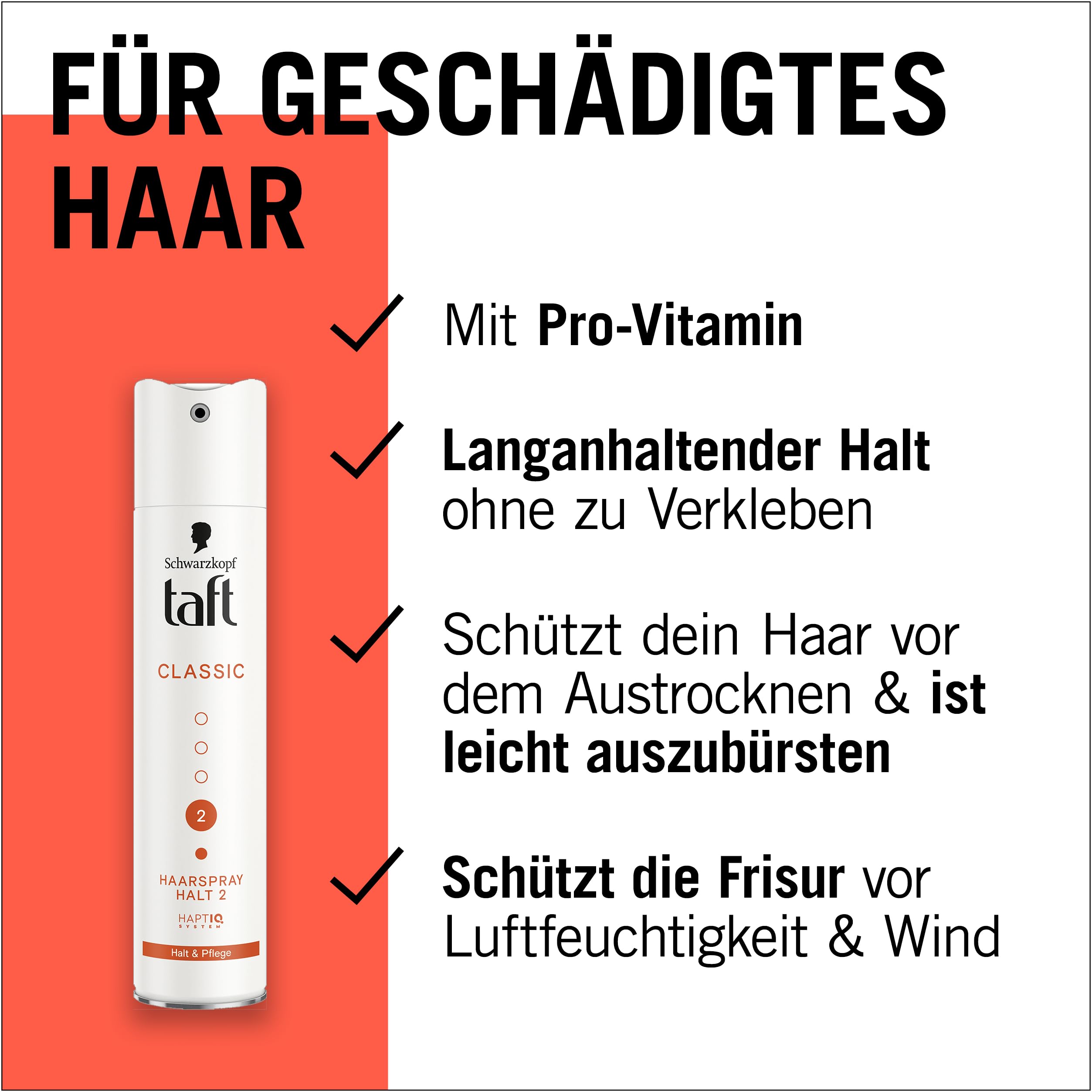 Schwarzkopf Taft Haarspray Classic (12x 250 ml), Haltegrad 2 Haarstyling, Haarspray für strapaziertes Haar, Halt und Pflege, vegane Formel*
