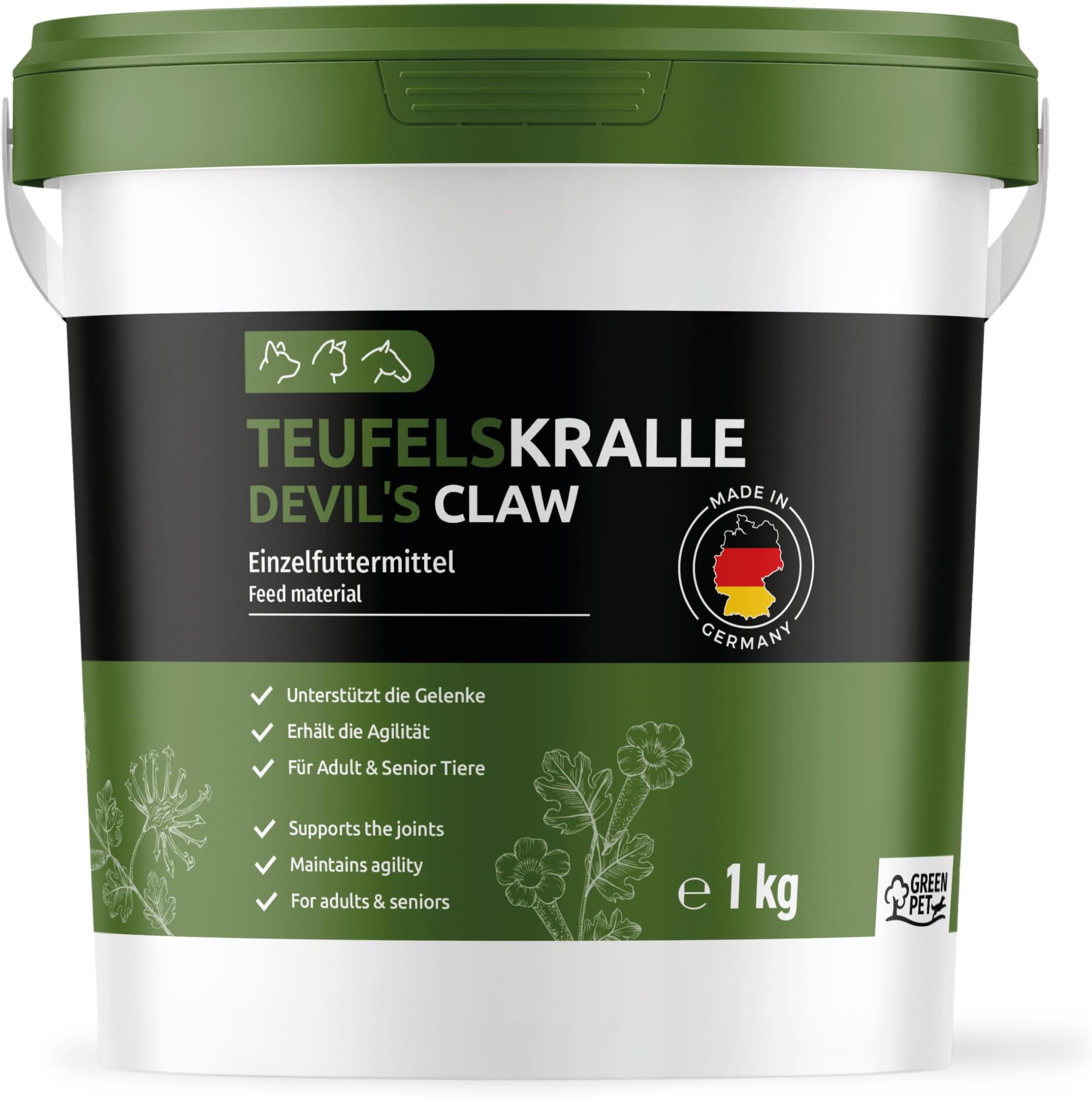 GreenPet Devil's Claw 1 kg Devil's Claw Powder Devil's Claw Root - to Support Agile Joints and Mobility in Dogs, Cats and Horses