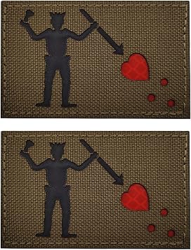 2 PCS AliPlus Blackbeard Edward Patches Pirate Flag Patches IR Reflective Patch Laser Cut Tactical Morale Patch Hook and Loop3.15 * 2 in Brown