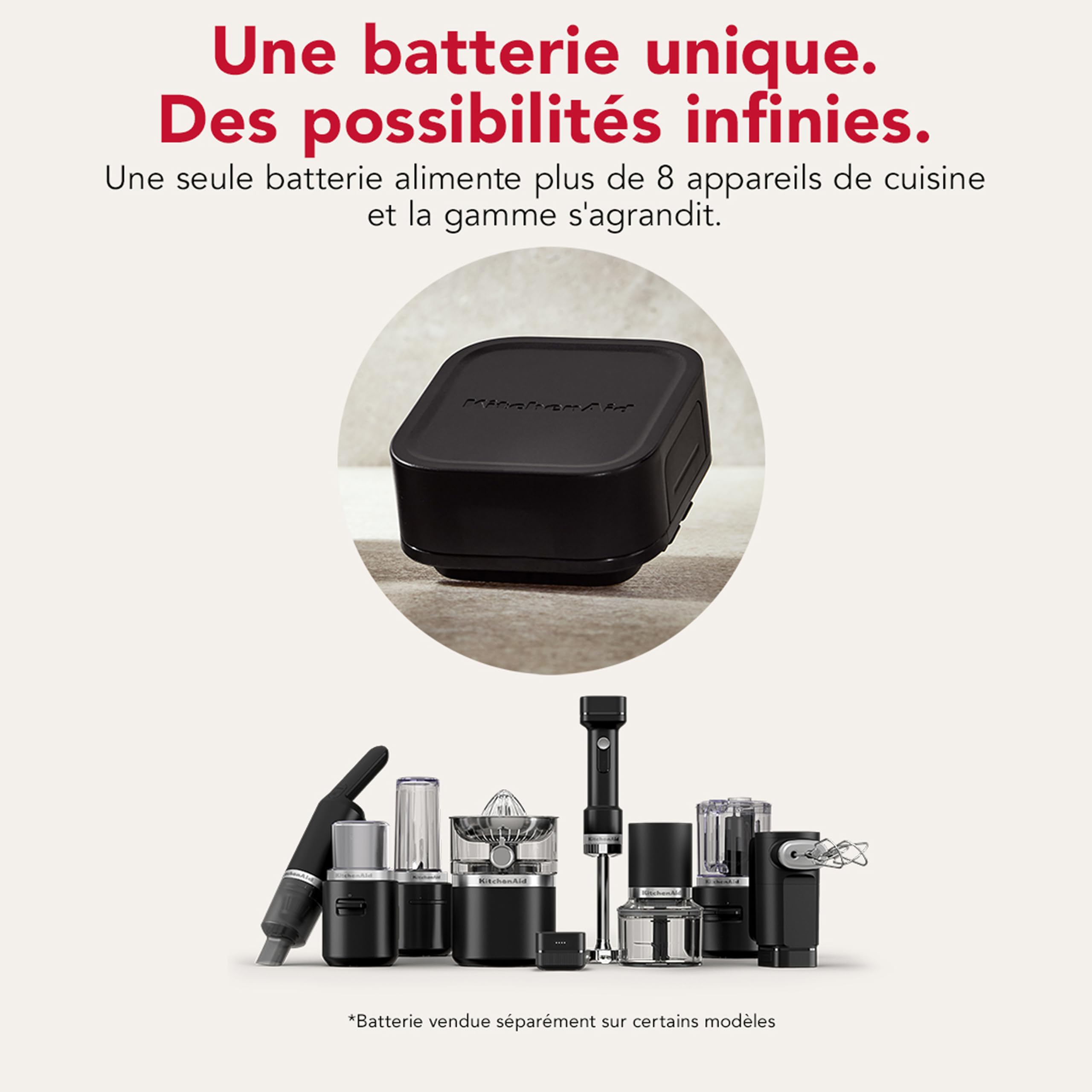 KitchenAid Batterie supplémentaire - KitchenAid Go - Accessoire en Option pour la Gamme sans Fil KitchenAid Go - Noir