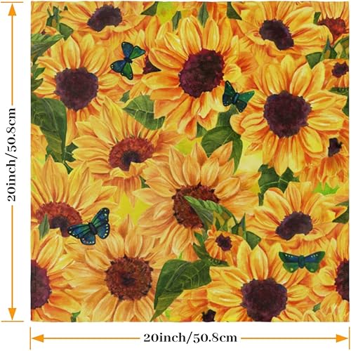 Miniatura 2 de Juego de 6 servilletas de tela de verano con diseño de girasol, mariposa, lavables, reutilizables, para el hogar, fiestas, bodas y cenas, Acción de