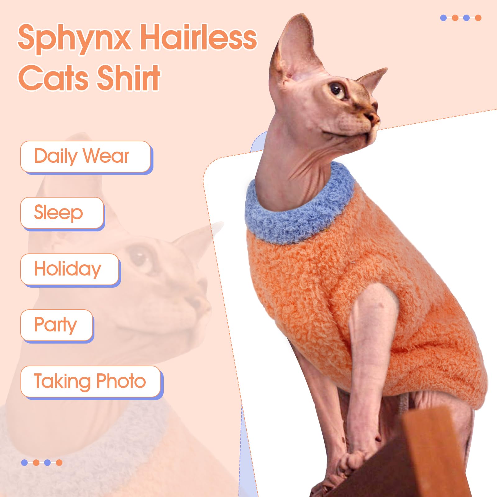 Sphynx Cat Winter Sweater - Warm Fluffy Knit For Hairless Cats (Green, XS 1.5-2.5 Lbs) - View #2