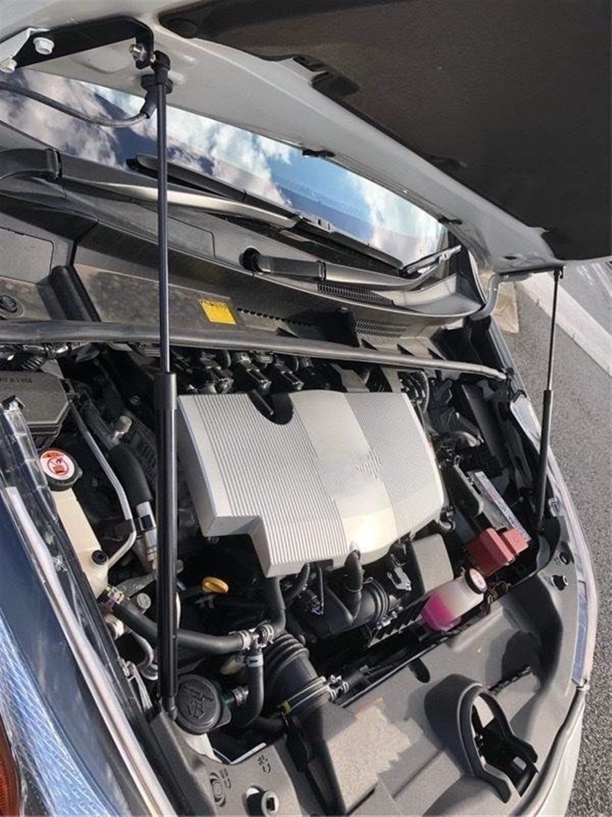 Puntone supporto per l'avvio Ammortizzatore di supporto e sollevamento ammortizzatori a gas per cofano anteriore automatico su due lati per Toyota per Prius (XW50) 2015-2021(Silver carbon fiber)