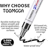Vista 3 de Rotuladores permanentes de pintura negra, paquete de 2 rotuladores a base de aceite, punta media, secado rápido e impermeables para pintura de roca
